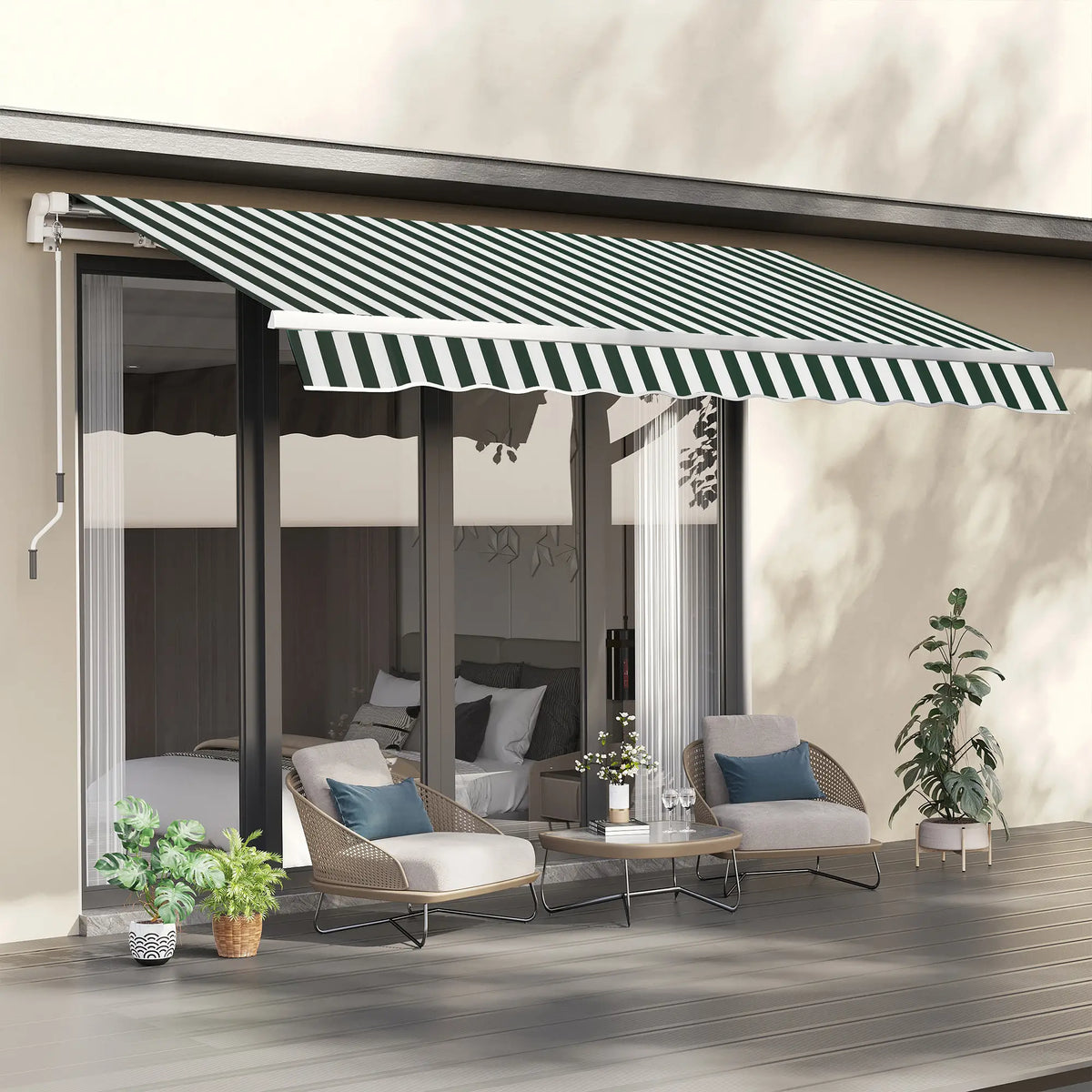 Retractable Awning Fabric Replacement, 10' x 8' Green White, Green Awning Fabric Replacement at Gallery Canada