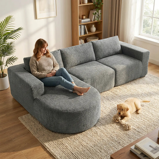 L-Shaped Modular Sectional Sofa, With Chaise And Deep Seat, Dark Grey 3-Seater Sofas Dark Grey at Gallery Canada