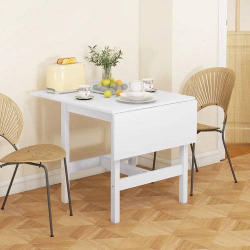 Solid Wood Kitchen Table, Farmhouse Drop Leaf, White