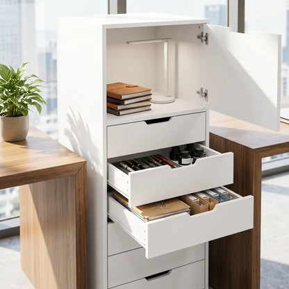 Mobile File Cabinet, 5 Drawers, White Office Cabinets & Cupboards at Gallery Canada