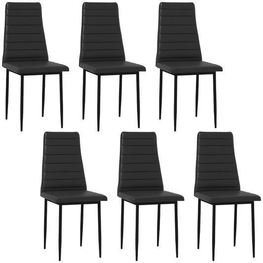 Modern PU Leather Dining Chairs, Set of 6, Metal Legs, Black Bar Stools Black at Gallery Canada