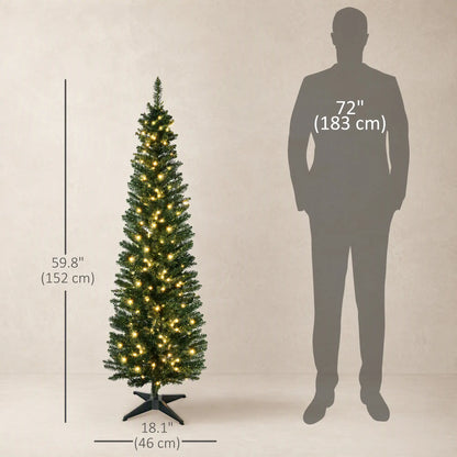 7' Pre Lit Artificial Pencil Christmas Tree, Green Pencil Christmas Trees at Gallery Canada