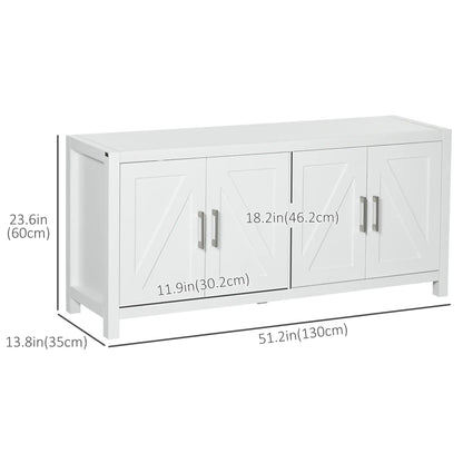 Barn Door Sideboard Cabinet, TV Stand for 65", 4 Cable Holes, White Bar Cabinets at Gallery Canada