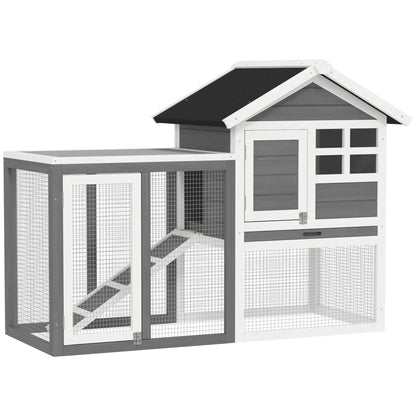 48" Weatherproof Wooden Rabbit Hutch, Slant Roof, Screened Run, Grey Rabbit Hutch White and Grey at Gallery Canada