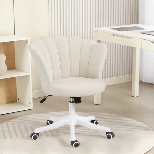 Armless Swivel Desk Chair, Adjustable Height, Cream