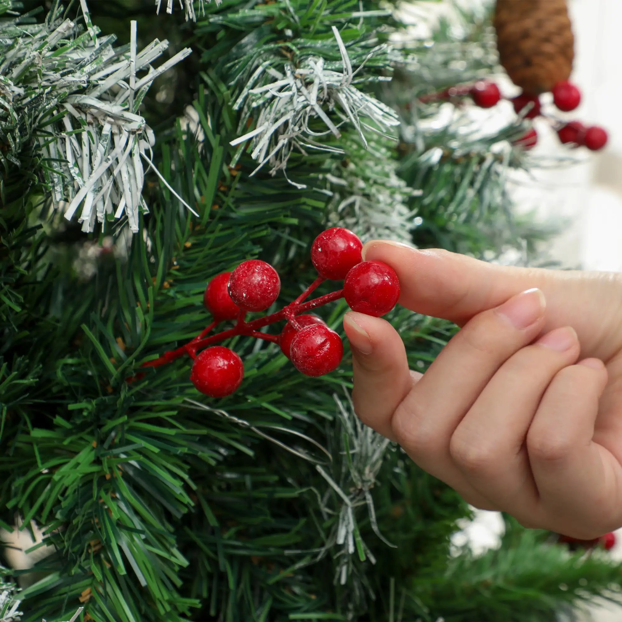 9ft Flocked Prelit Christmas Tree Spruce, Dual Colour, Remote, Dual Colour Pencil Christmas Trees at Gallery Canada