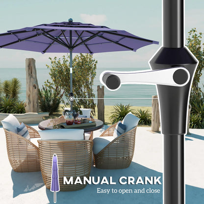 10.7FT Patio Umbrella, 8 Ribs, Crank, Push Button Tilt, Purple Sun Umbrellas at Gallery Canada