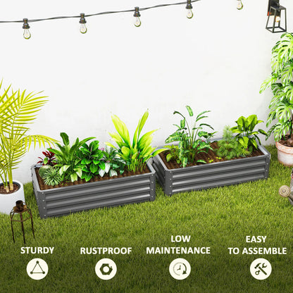 Galvanized Raised Garden Beds, Outdoor Planter Box, Set of 2, Light Grey Raised Garden Beds at Gallery Canada