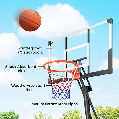 Portable Basketball Hoop, Height Adjustable 8-10 Ft, 47" Shatterproof Backboard Basketball at Gallery Canada