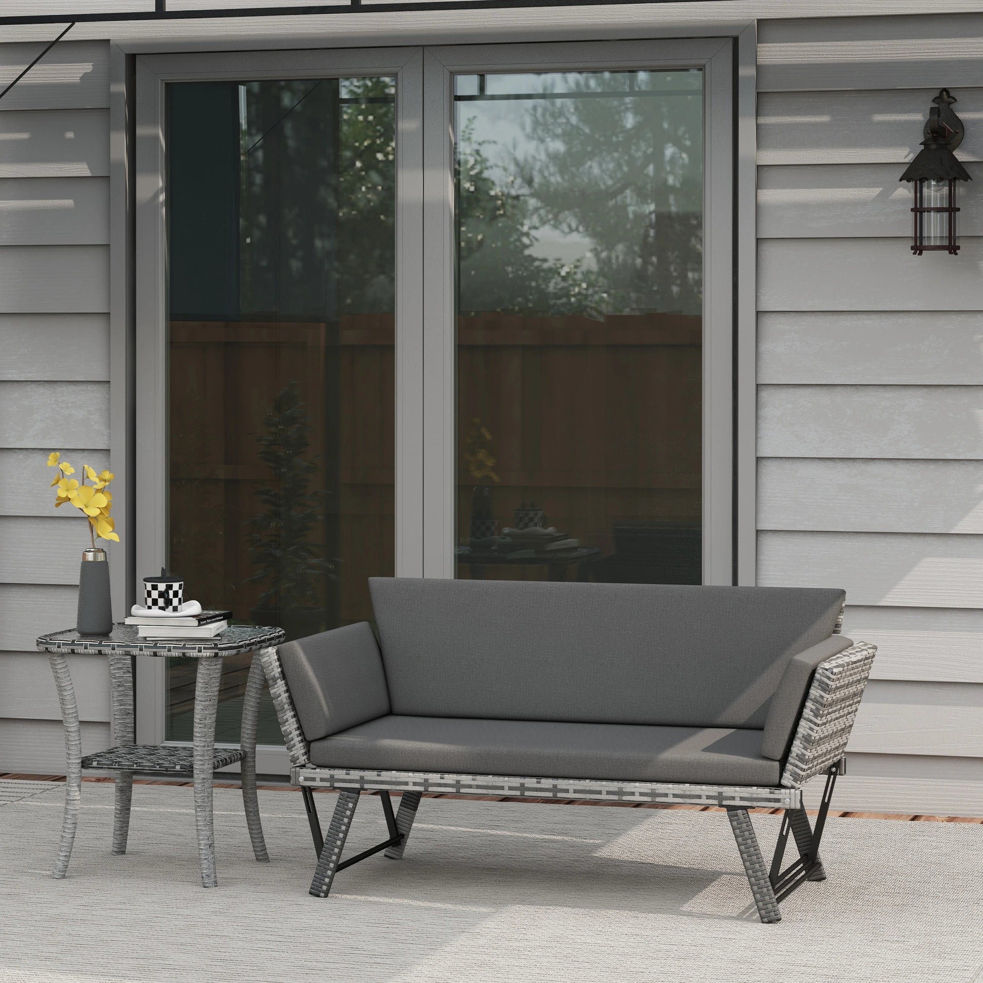 Convertible Wicker Loveseat, Grey Patio Chaise Lounge, Grey Patio Furniture Sets at Gallery Canada