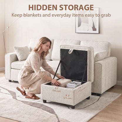 Modular Sectional Sofa Bed With Reversible Ottoman, Beige Sofas & Reclining Chairs at Gallery Canada