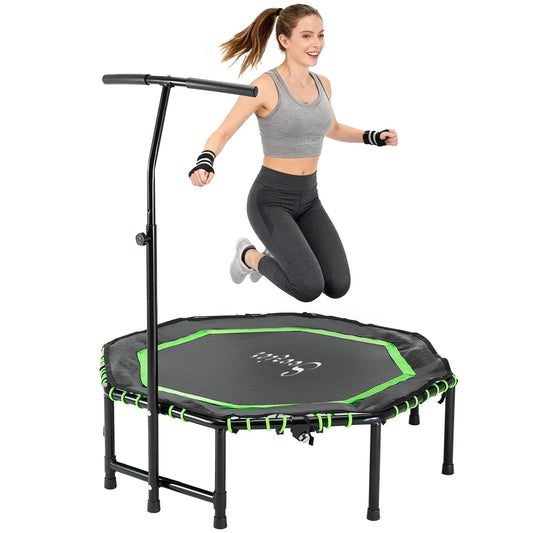 48" Foldable Trampoline with Adjustable Handle Bar, Green Trampolines Green, Black at Gallery Canada