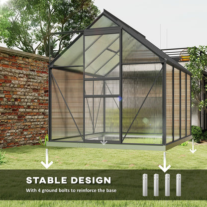6' x 8' x 6.5' Polycarbonate Greenhouse, Walk-in, Adjustable Roof Vent, Charcoal Grey Walk In Greenhouses at Gallery Canada