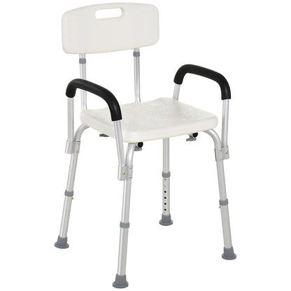Adjustable Medical Shower Chair with Back, Padded Arms, Non Slip Tub Safety Seat Bath Chairs Cream at Gallery Canada