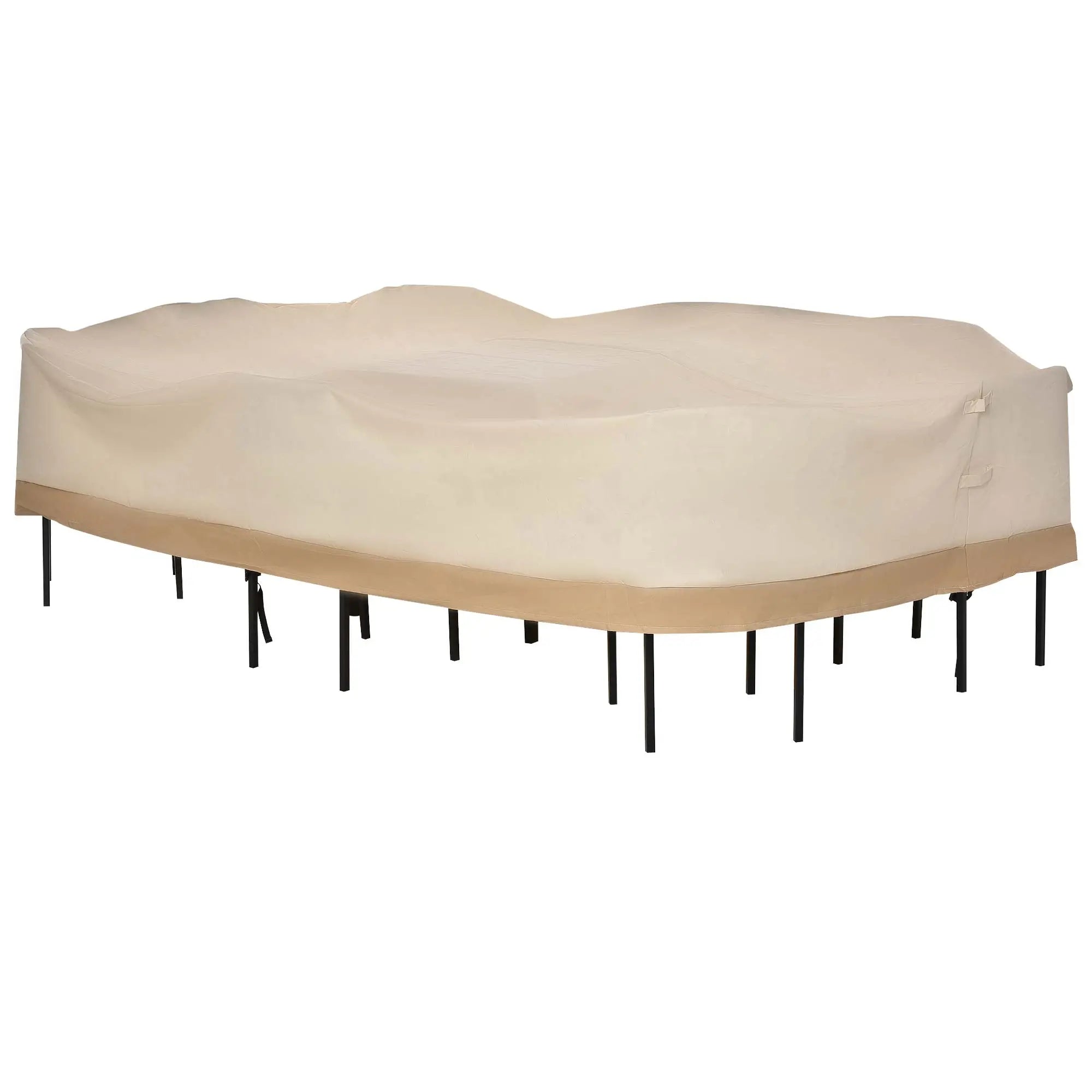 129.9-Inch Oval Patio Table and Chair Set Cover, Beige Coffee, Beige Patio Furniture Covers Coffee and Beige at Gallery Canada