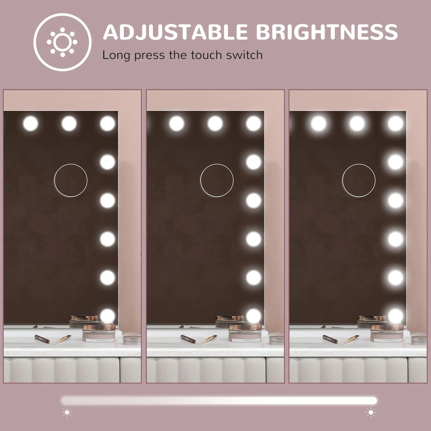 Hollywood Vanity Mirror With Lights, 31.5" x 24.4", White, 3 Colour, 10X Magnifying, USB Port, White Dressing & Vanity Tables at Gallery Canada