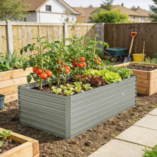 5' x 3' x 2' Galvanized Raised Garden Bed, Light Grey Planter Box, Light Grey