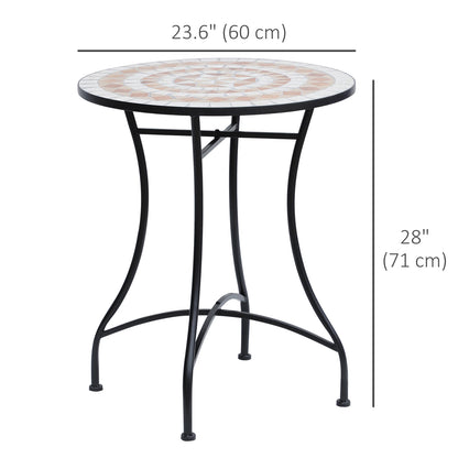 "23.5" Mosaic Round Patio Side Table, Metal Outdoor Coffee Table" Patio Side Tables at Gallery Canada