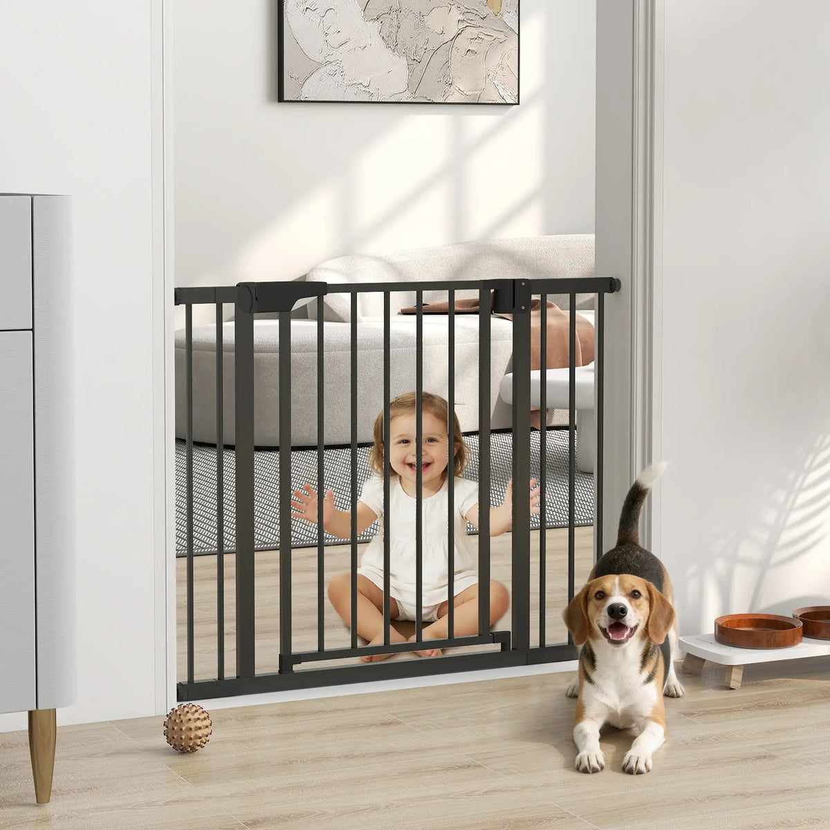 Baby Gate, Pet Safety Gate, 30"-41" Wide, Auto-Close, Black Pet Gates at Gallery Canada