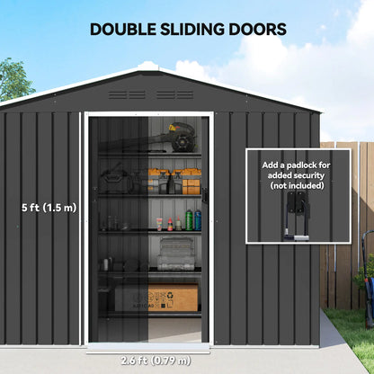 8 x 6 ft Metal Outdoor Storage Shed, Dark Grey Sheds at Gallery Canada