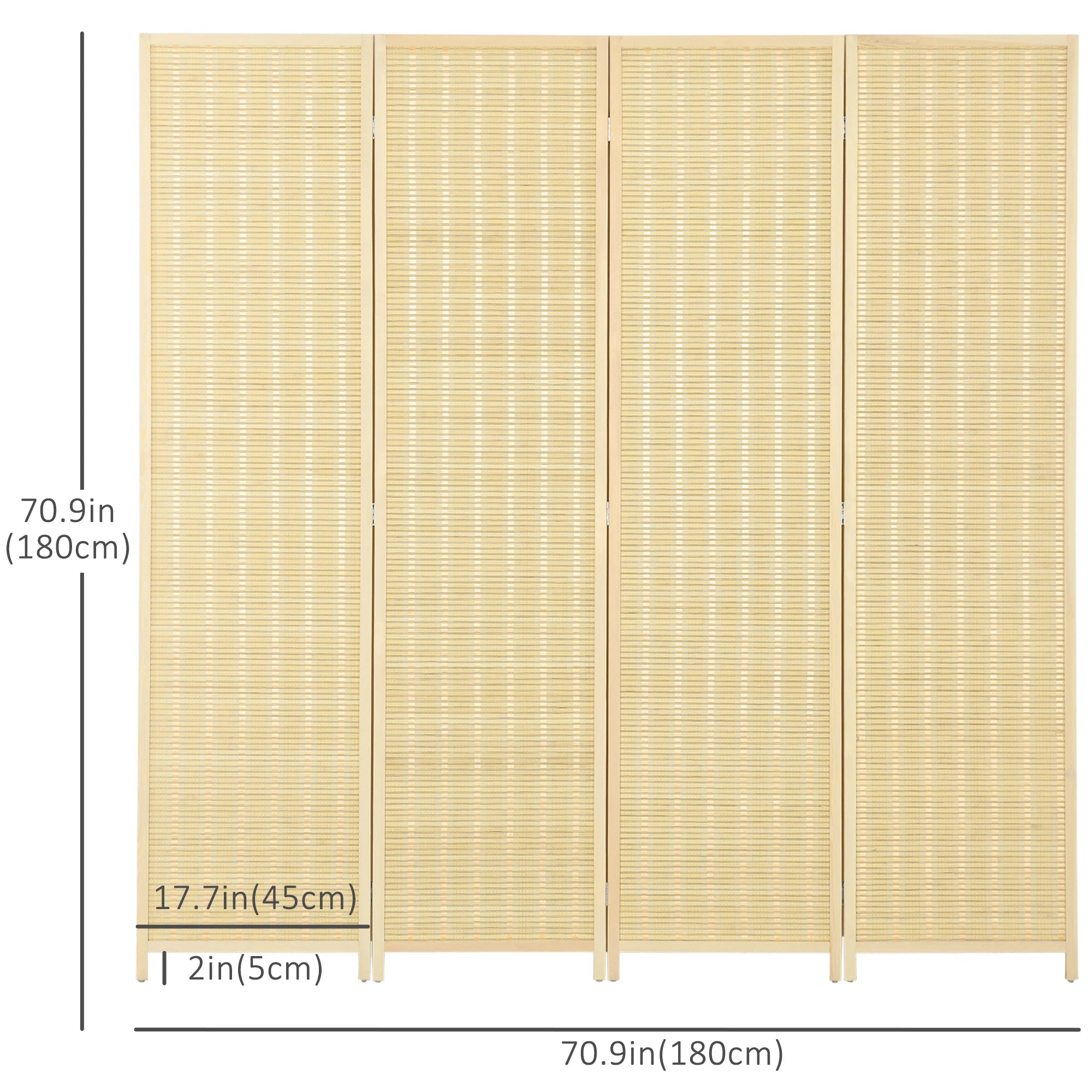 Woven Bamboo Room Divider, 4 Panel, 71