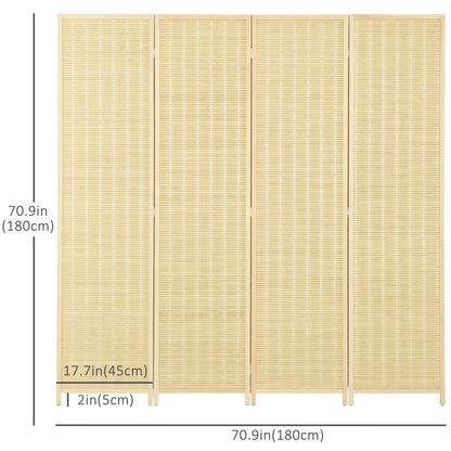 Woven Bamboo Room Divider, 4 Panel, 71"x71"x0.6", Natural Room Dividers at Gallery Canada