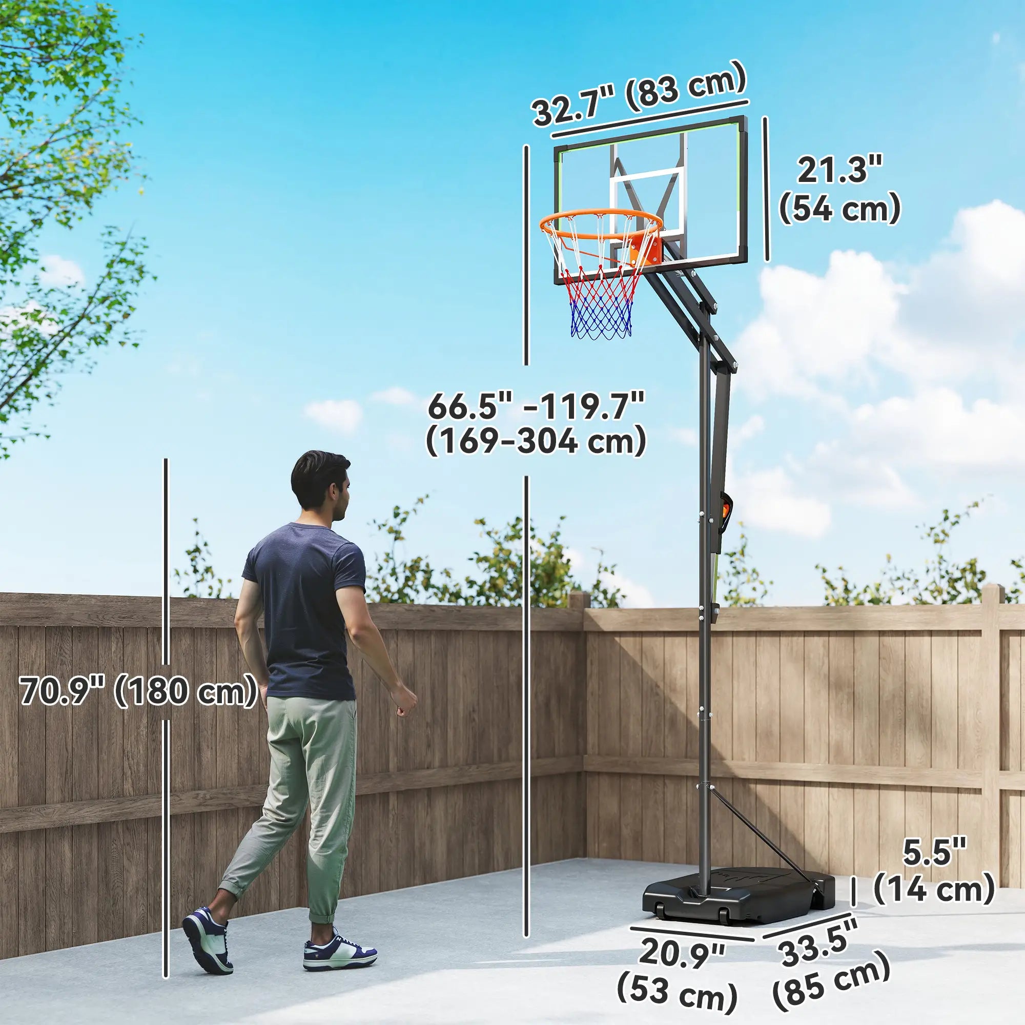 Adjustable Basketball Hoop, 4.1-8.5ft, 33