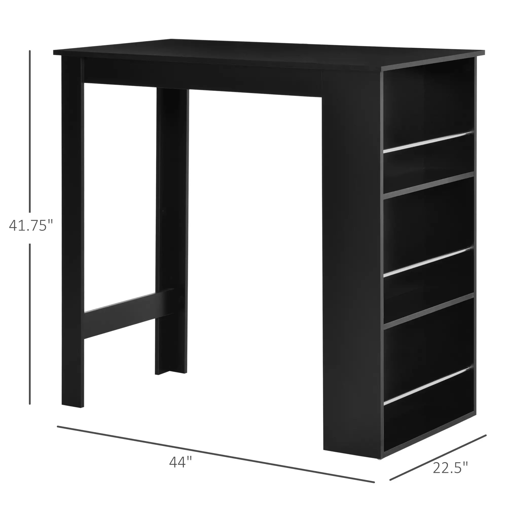 Modern Bar Table, Counter Height, 3 Storage Shelves, Black Bar Tables & Dining Tables at Gallery Canada