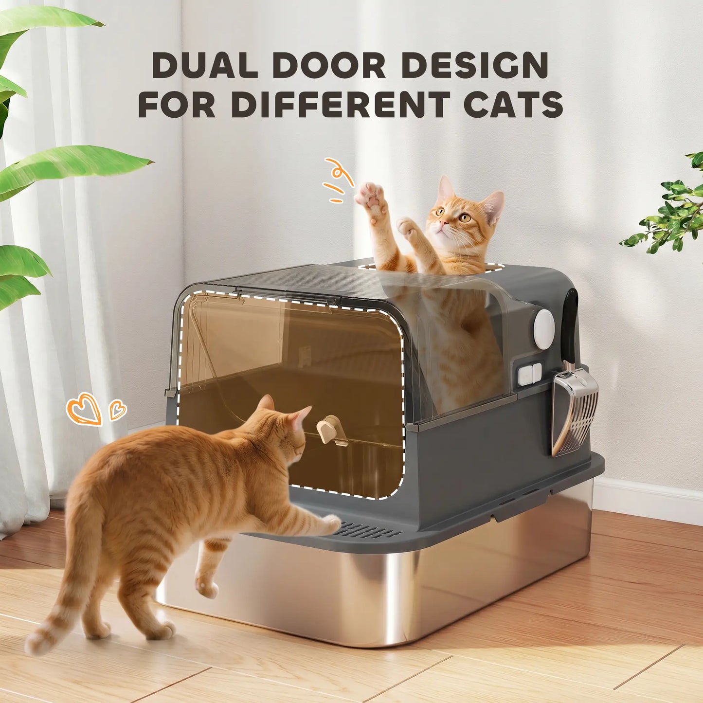 XXL Stainless Steel Cat Litter Tray, Enclosed, High Sides, Black Cat Litter Box Enclosures at Gallery Canada