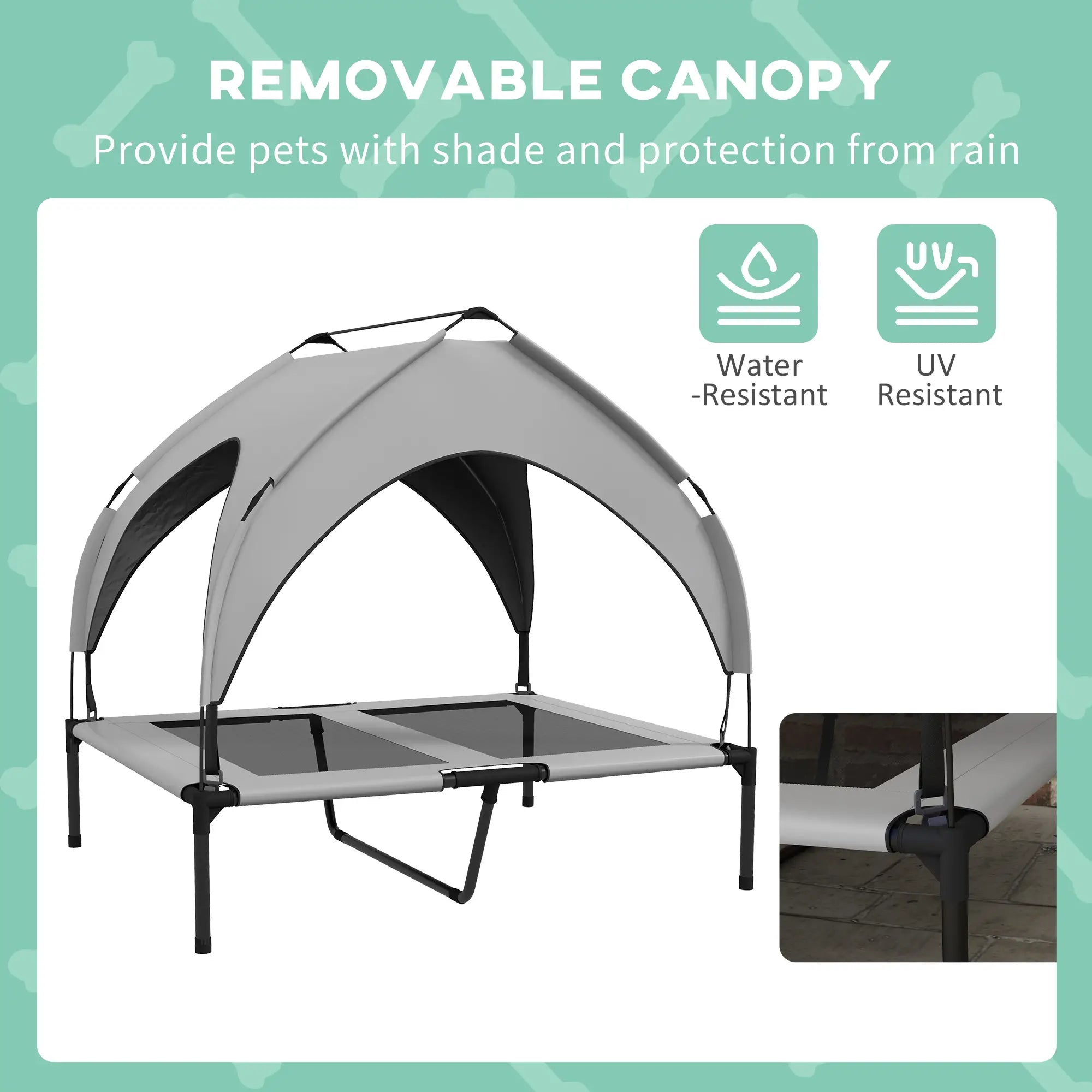Raised Dog Bed, Cooling Cot with Canopy, Washable Mesh, Medium Large, Light Grey Elevated Dog Beds at Gallery Canada