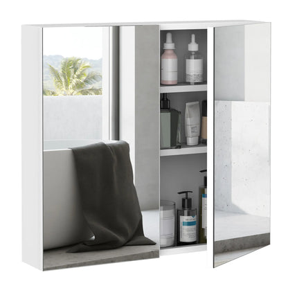 Wall Mounted Mirror Cabinet, Bathroom Medicine, 2 Doors, 3-Tier Shelving, White Mirror Medicine Cabinets White at Gallery Canada