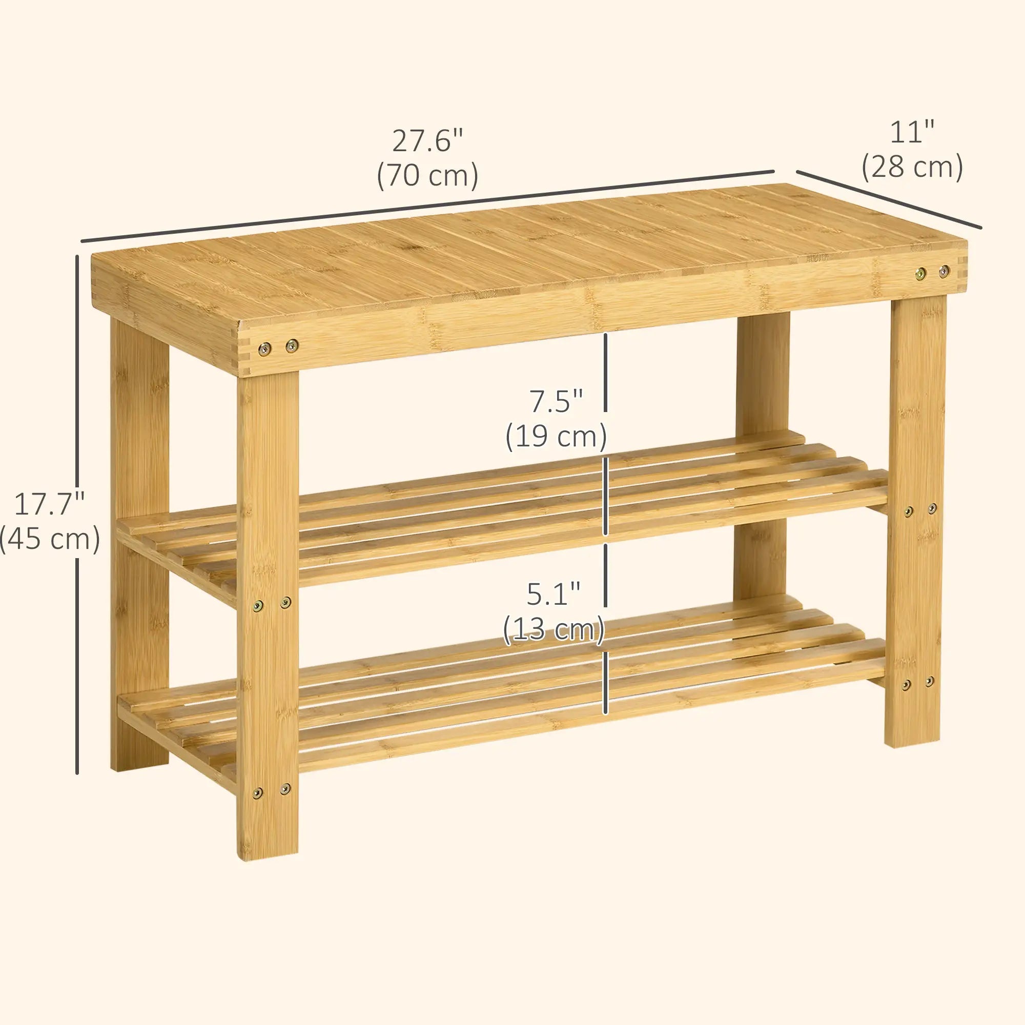 3-Tier Bamboo Shoe Bench, Natural Wood, 2 Shelves Shoe Storage Cabinets & Racks at Gallery Canada