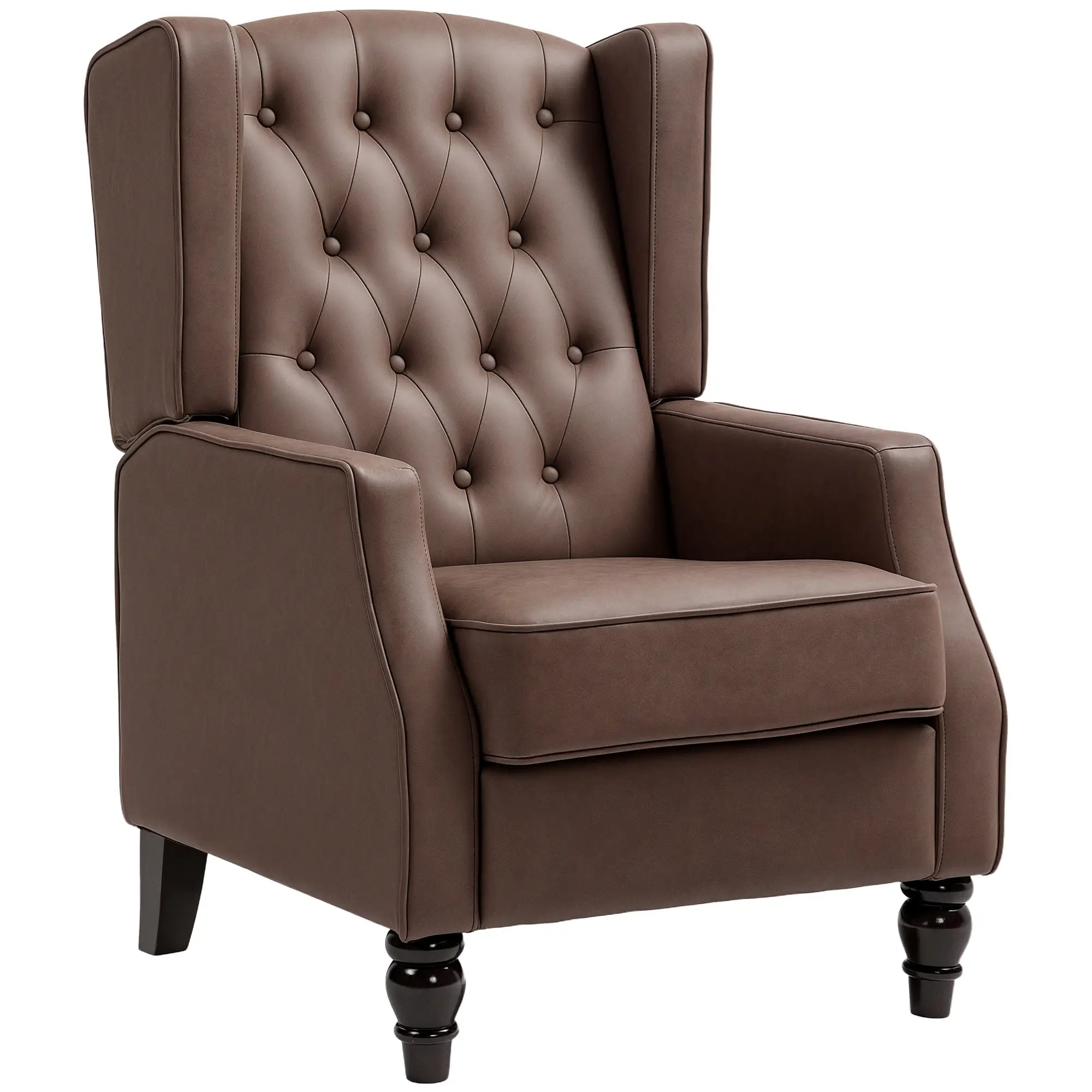 Faux Leather Armchair, Modern Accent Chair, Thick Padding, Brown Accent Chairs Brown at Gallery Canada