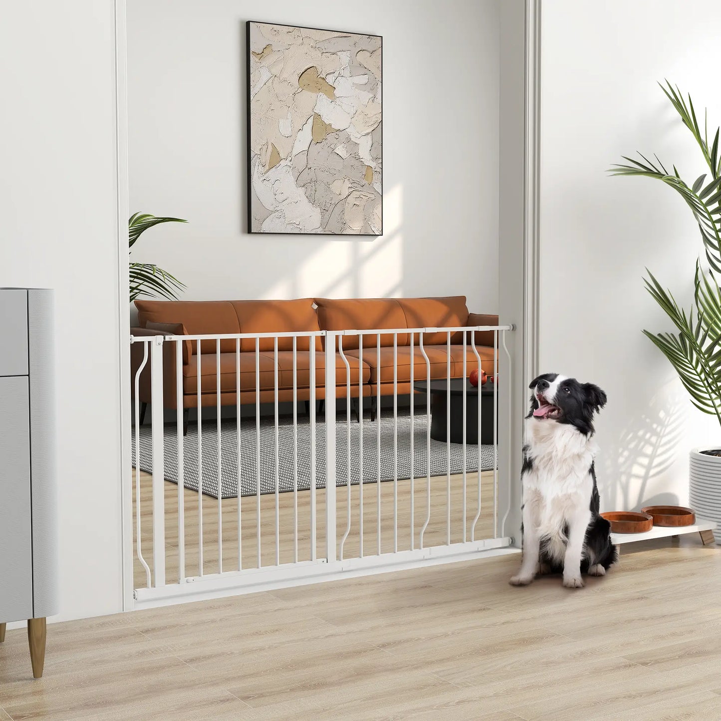 30"-57" Easy Install Pet Gate, Door & Double Lock, Extra Wide, White Houses, Kennels & Pens at Gallery Canada