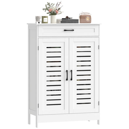 Shoe Cabinet With Louvered Doors, Drawer, Adjustable Shelves, White Shoe Storage Cabinets & Racks White at Gallery Canada