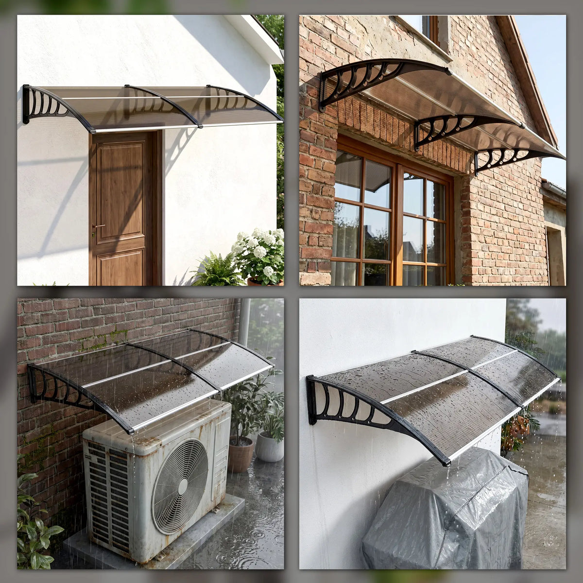 Polycarbonate Window Awning, 40" x 80", UV Rain Snow Protection, Brown Door Awnings at Gallery Canada