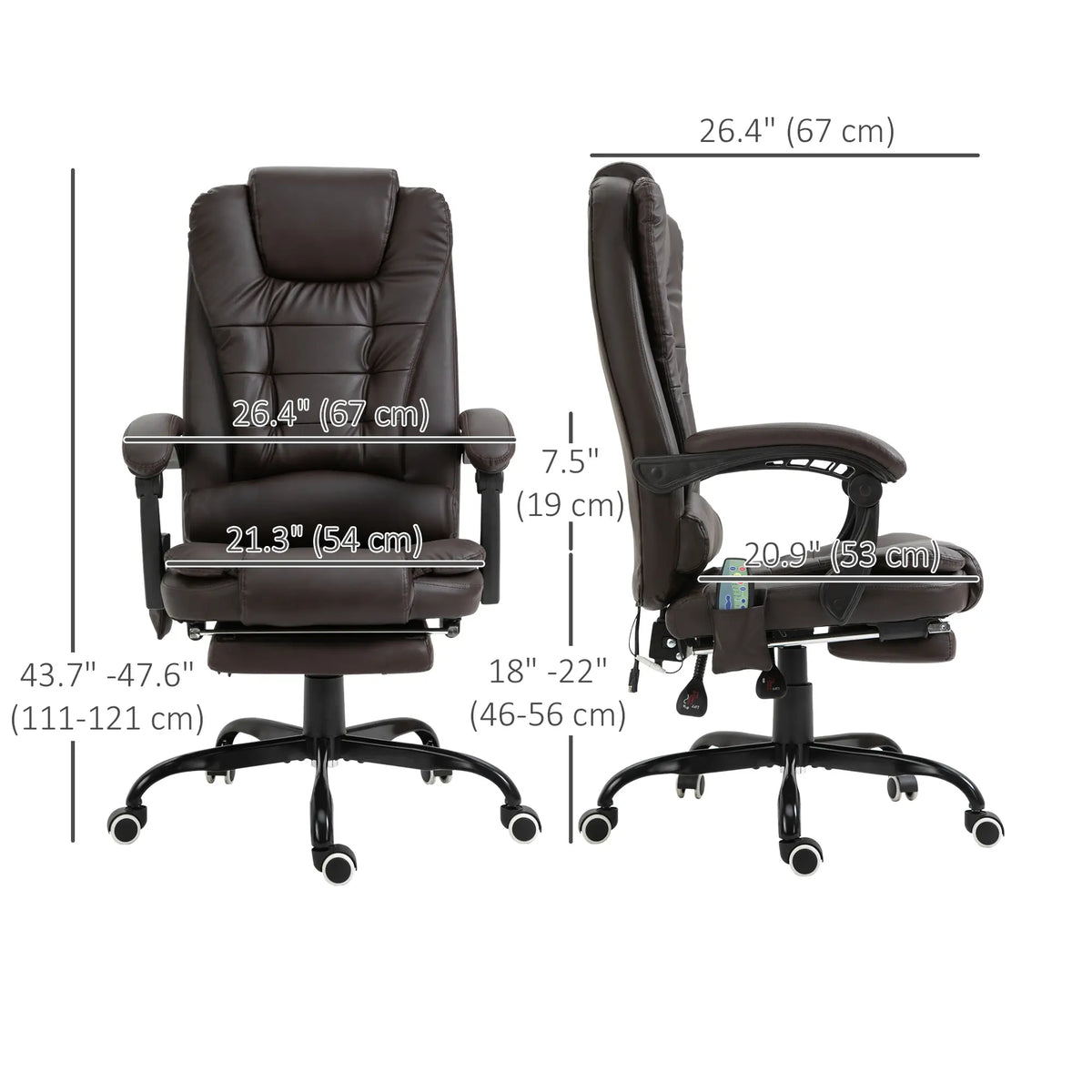 7-Point Vibrating Massage Chair, Reclining Office Chair, Adjustable Height, Brown Massage Chairs at Gallery Canada