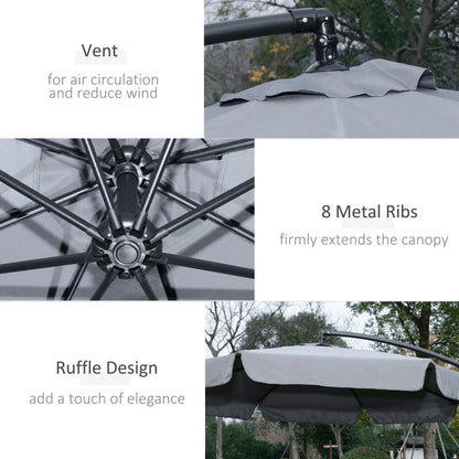 9FT Offset Hanging Patio Umbrella, Easy Tilt, Cross Base, 8 Ribs, Dark Grey Cantilever Umbrellas at Gallery Canada