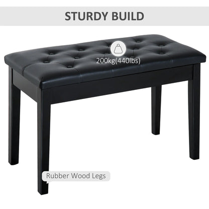 Padded Piano Bench With Storage, Faux Leather, Wood Legs, Black Piano Benches at Gallery Canada