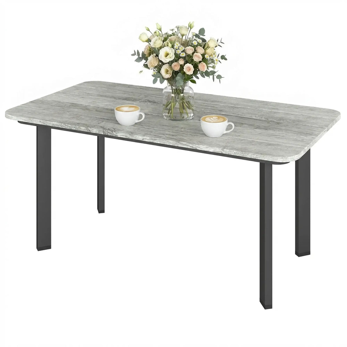 Outdoor Coffee Table, Slatted Wood Plastic Composite Top, Steel Frame, Grey Patio Side Tables Grey at Gallery Canada