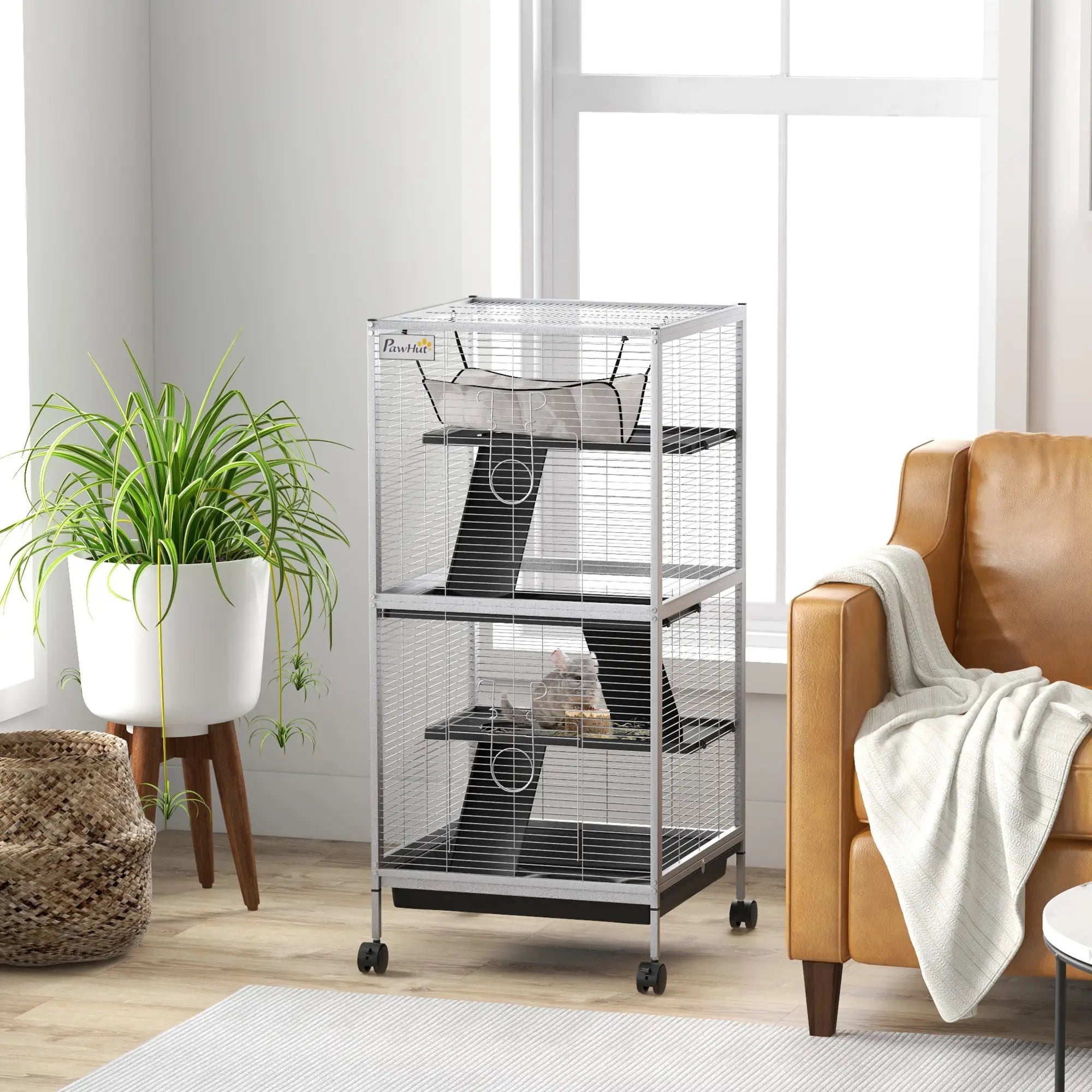 Steel Small Animal Cage, for Guinea Pig, Ferret, Light Grey Houses & Habitats at Gallery Canada
