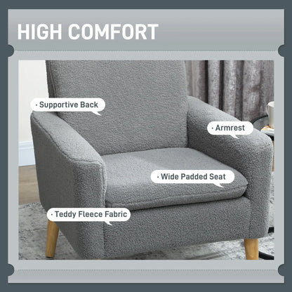 Modern Fabric Accent Chair, Upholstered Armchair with Wood Legs, Grey Accent Chairs at Gallery Canada