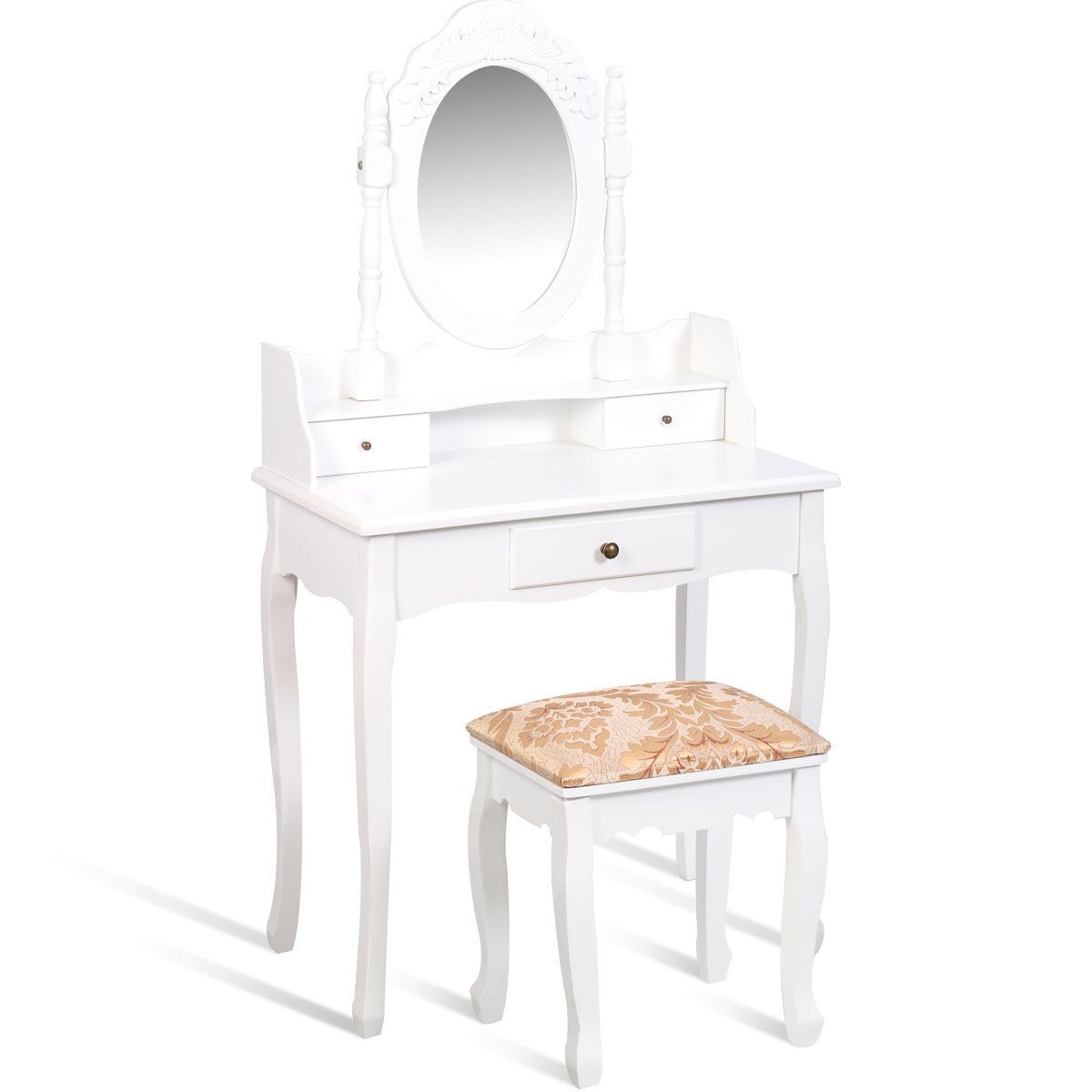 Vanity Makeup Dressing Table with Rotating Mirror and 3 Drawers Makeup Vanities at Gallery Canada