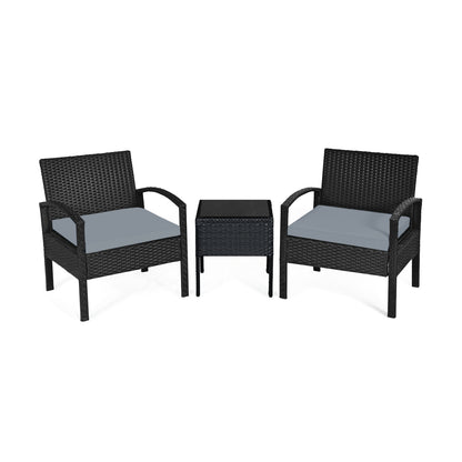 Outdoor Rattan Patio Conversation Set, 3 Pieces, Gray Patio Conversation Sets Gray at Gallery Canada