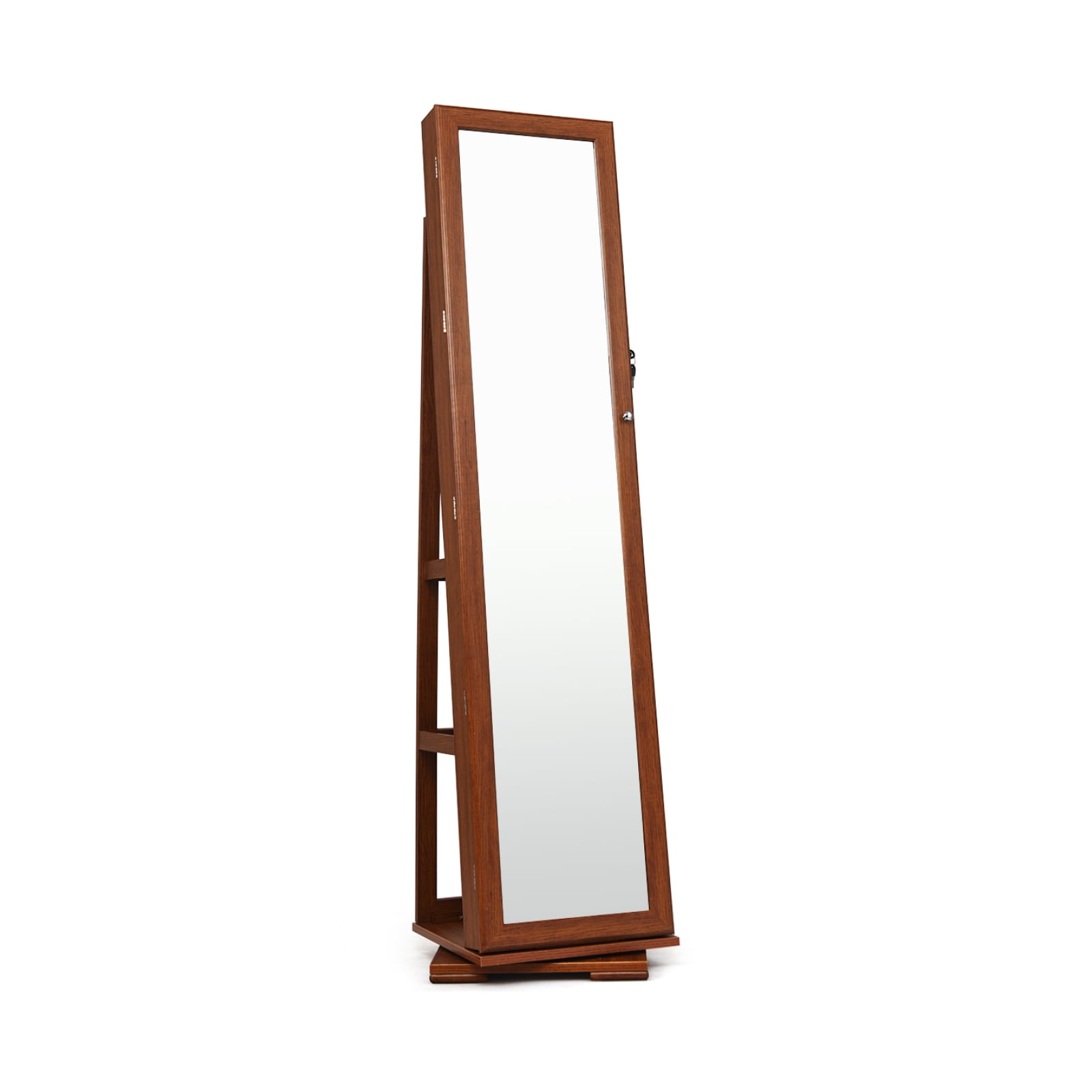 2-in-1 Lockable Jewelry Cabinet, Full-Length Mirror Jewelry Armoires Brown at Gallery Canada