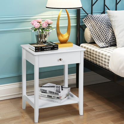 Set Of 2 Wooden Bedside Tables, White End & Side Tables at Gallery Canada