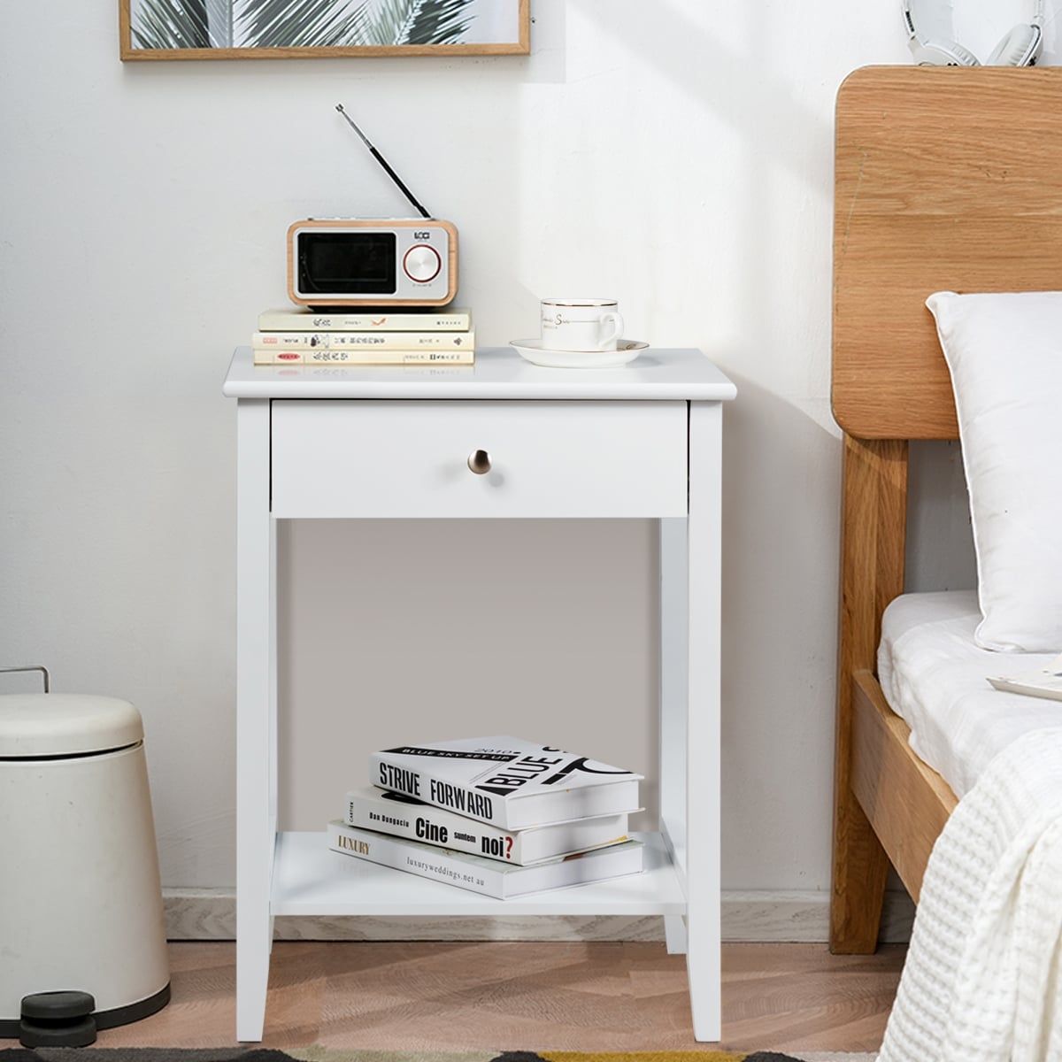 Set Of 2 Wooden Bedside Tables, White End & Side Tables at Gallery Canada