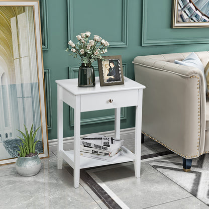 Set Of 2 Wooden Bedside Tables, White End & Side Tables at Gallery Canada