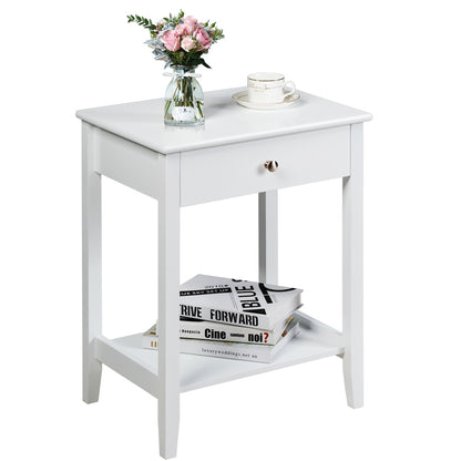 Set Of 2 Wooden Bedside Tables, White End & Side Tables at Gallery Canada