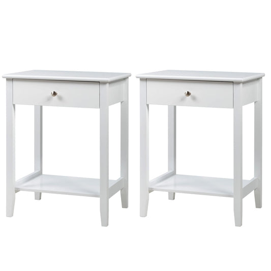 Set Of 2 Wooden Bedside Tables, White End & Side Tables White at Gallery Canada